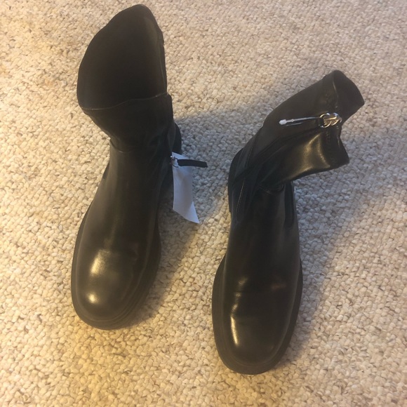 Zara Shoes - Nwt $69  ZARA Brown Leather Ankle Boots w/ Lug Soles     Size: 6.5 / 37